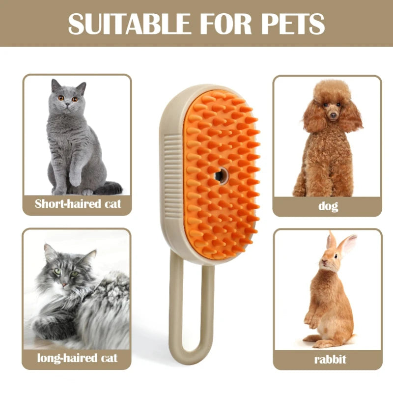 Steam Pet Grooming Brush – Self-Cleaning Electric Deshedding Brush for Dogs & Cats