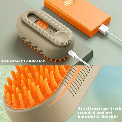 Steam Pet Grooming Brush – Self-Cleaning Electric Deshedding Brush for Dogs & Cats