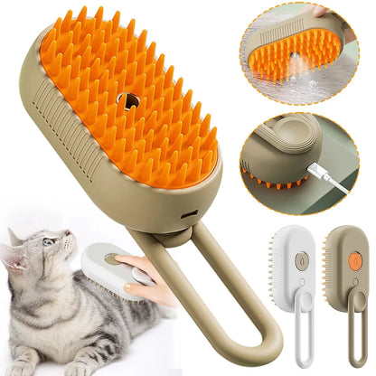 Steam Pet Grooming Brush – Self-Cleaning Electric Deshedding Brush for Dogs & Cats