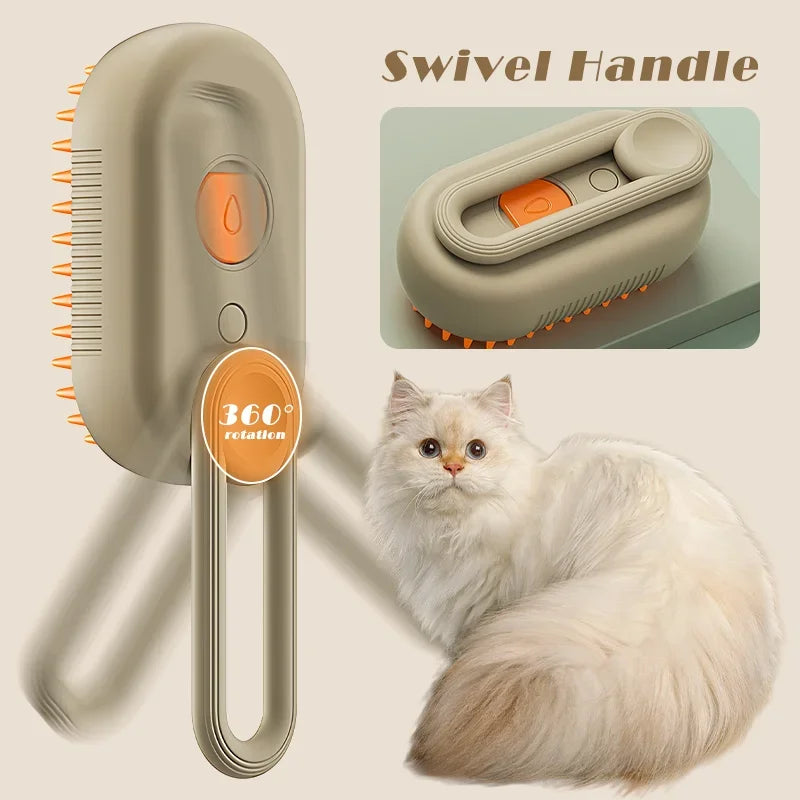 Steam Pet Grooming Brush – Self-Cleaning Electric Deshedding Brush for Dogs & Cats