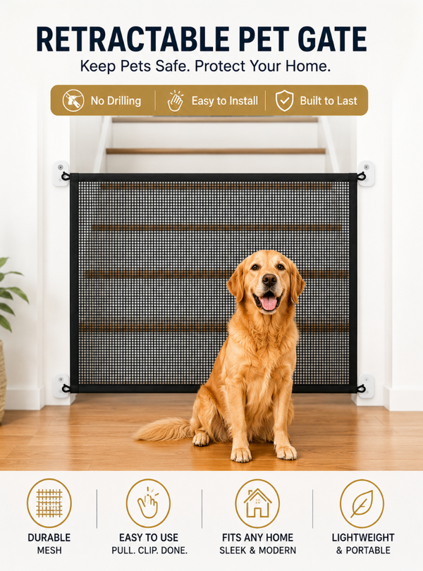Retractable Mesh Pet Gate for Dogs & Babies