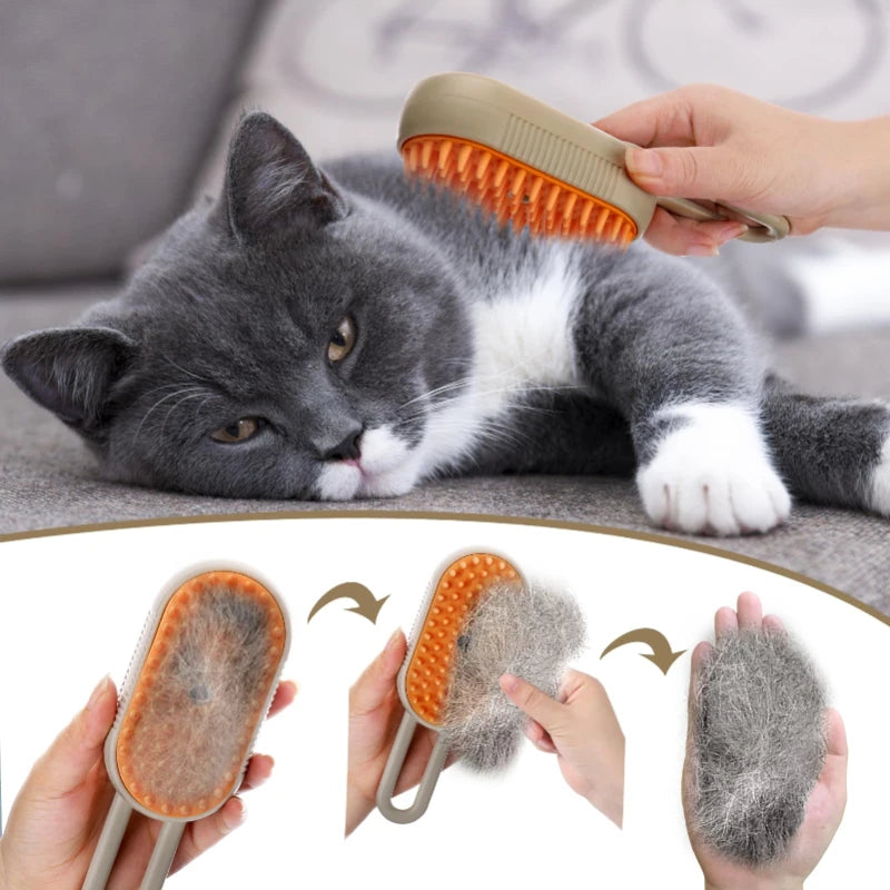 Steam Pet Grooming Brush – Self-Cleaning Electric Deshedding Brush for Dogs & Cats